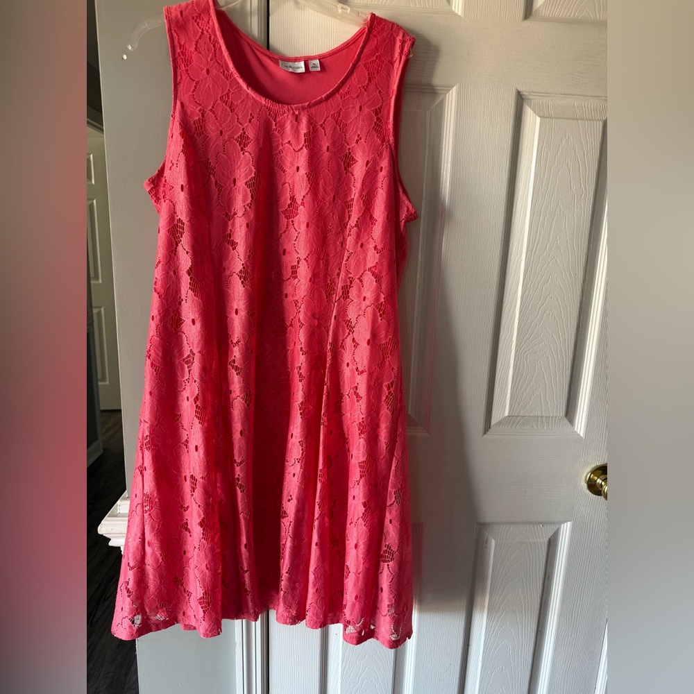 Coral, lace Kim Rogers dress; size XL